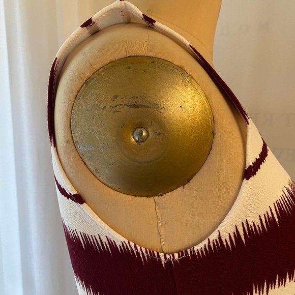 NWOT Willowmore Asymmetrical Burgundy and White Striped Dress - Picture 9 of 16